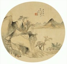 胡石查 1885年作 溪亭秋色 园光片