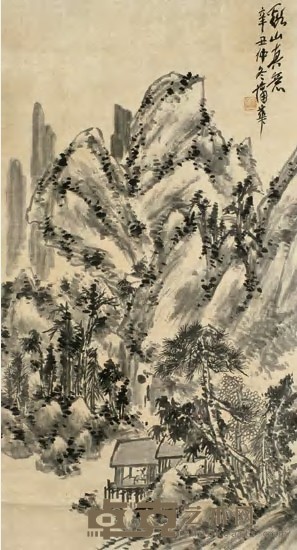 蒲华 1901年作 溪山真意 立轴 142.5×78.5cm
