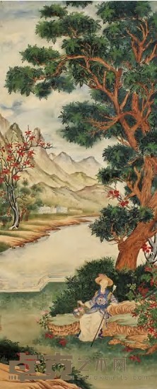 郎世宁（款） 西洋人物 立轴 162×65cm
