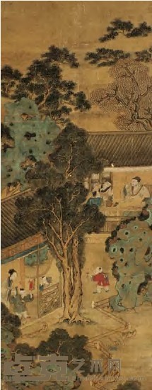 仇英（款） 行乐图 立轴 118.5×46.5cm