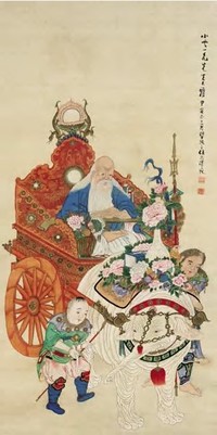 任熊 1854年作 太平有象 立轴