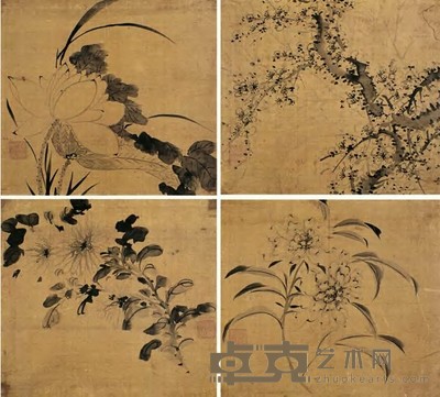 姜渔 花鸟 册页（八开选四） 23.5×26.5cm×8