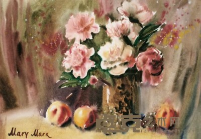玛瑞亚．玛科 花束和水果 57×40cm