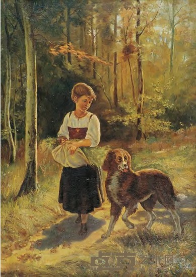 马可夫斯基．弗拉基米尔．叶格洛维奇 1917年作 林中女孩 28×40cm