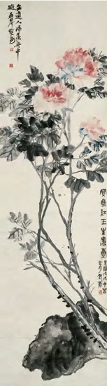 吴昌硕 1898年作 牡丹 立轴166×46.5cm