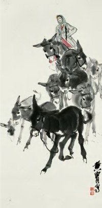 黄冑 牧驴图 立轴