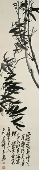 吴昌硕 1925年作 风竹 立轴129×30cm