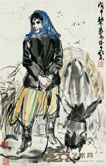 黄冑 1978年作 牧驴图 镜心 81.5×50.5cm