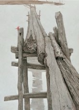 王可大 1993年作 红蜻蜓与独木桥