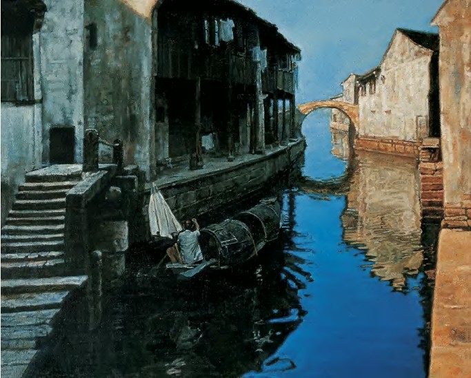 项春生 1990年作 水乡行65×80cm
