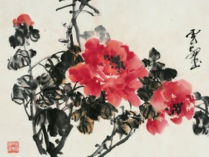 赵云壑 牡丹园 镜心