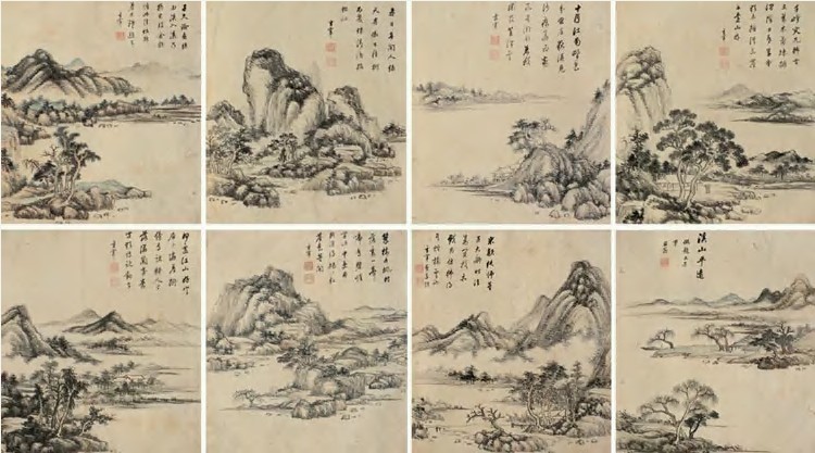 董其昌 山水 册页（八开）42×37cm×8