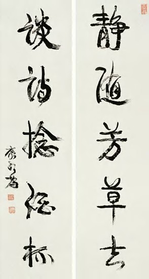 康有为 行书对联 立轴148×39cm