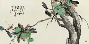 李上达 1987年作 柿树 镜心