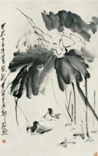 陈子庄 甲辰（1964）年作 荷塘水鸭 立轴