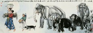 史国良 1999年作 傣家小景 横幅
