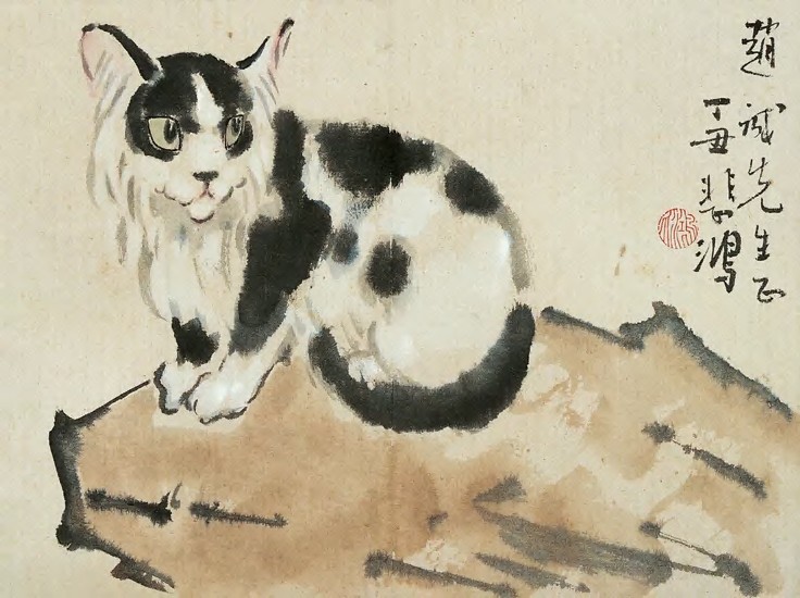 徐悲鸿 猫 镜心27×36cm