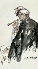 施大畏 庚午（1990）年作 人物肖像 立轴