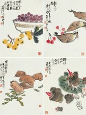 曹简楼 甲戌（1994）年作 蔬果册 册页（十开选四）