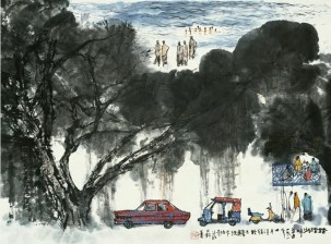苏华 辛酉（1981）年作 踏踏湖畔 立轴