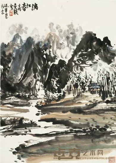 吴毅 壬戌（1982）年作 漓江春 立轴 68.5×48.5cm