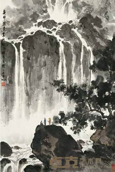 傅二石 庚申（1980）年作 山水 立轴 66×44cm