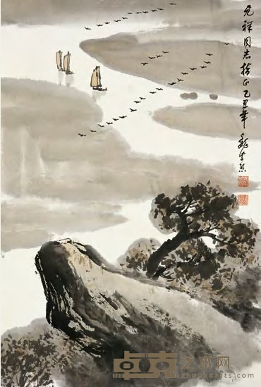 魏紫熙 乙丑（1984）年作 山水 镜心 66.5×44.5cm