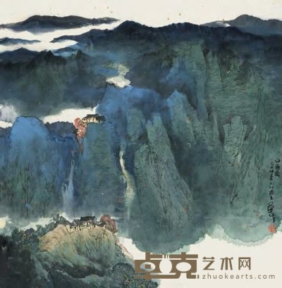 华拓 乙丑（1985）年作 山居图 镜心 66×65cm