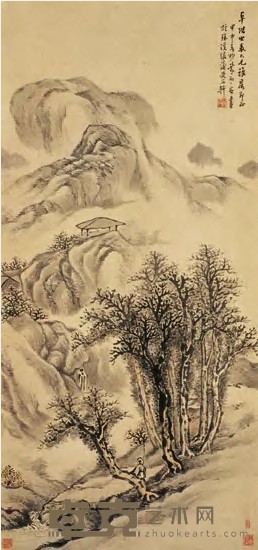 蒙而著 甲申（1884）年作 山水 立轴 113×53cm
