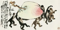 徐培晨 甲申（2004）年作 六猴献寿 镜心