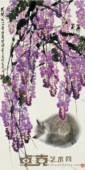 方楚雄 1988年作 花间 立轴 136×67.5cm