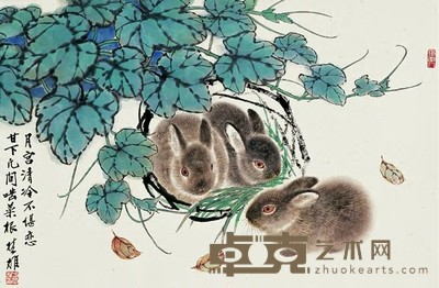 方楚雄 兔 镜心 45.5×68.5cm