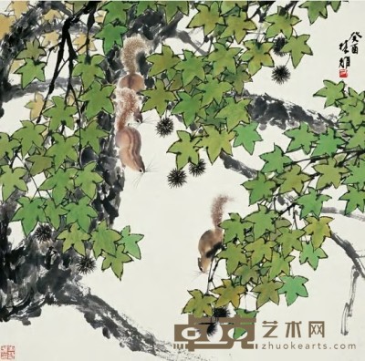 方楚雄 癸酉（1993）年作 松鼠 镜心 66×66cm