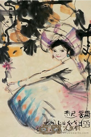 林墉 戊午（1978）年作 少女 立轴 69×46.5cm