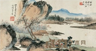 溥儒 溥雪斋 山水 立轴 27×51cm