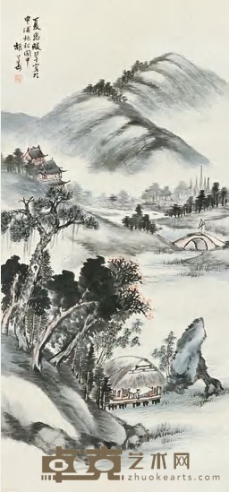 胡公寿 夏峦暖翠 立轴 118×56cm