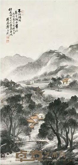 李耀屏 春江烟雨 立轴 111.5×53cm