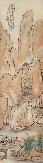 梁于渭 山水 立轴 150×40cm