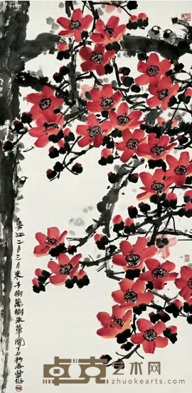 林丰俗 丁丑（1997）年作 红棉 立轴 137×68.5cm