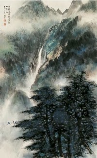 黎雄才 丁卯（1987）年作 山水 立轴
