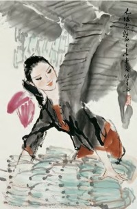 陈衍宁 己未（1979）年作 芭蕉少女图 立轴