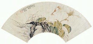 居廉 丙戌（1886）年作  花卉草虫 镜心