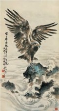 蔡敬翔 庚午（1990）年作 鹰 立轴