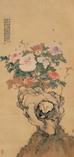 居廉 丁亥（1887）年作 富贵蜂涌图 立轴