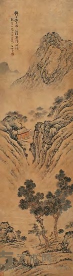 李斗山 山水 立轴 167×45cm