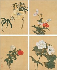 阙岚 癸未（1823）年作 花卉册 册页（十二开选四）