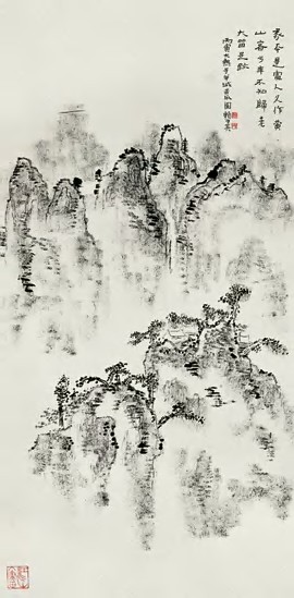 赖少其 丙寅（1986）年作 山水 立轴108×53.5cm