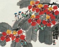 林丰俗 甲子（1984）年作 花鸟 镜心