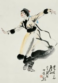 杨之光 己未（1979）年作 舞蹈人物 镜心