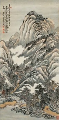 姜筠 丁酉（1897）年作 山水 立轴